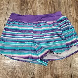 Girl shorts size 10-12 Athletic Works Girls Striped Purple and Teal
